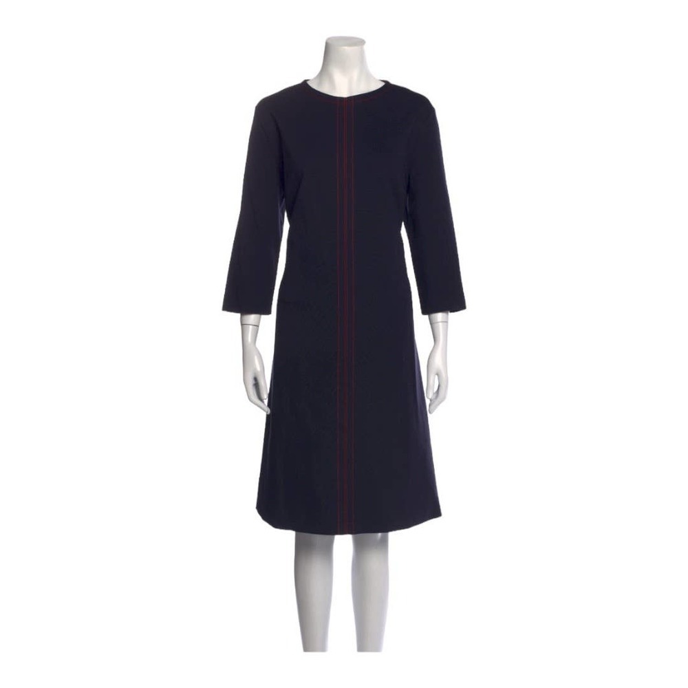 Escada Sport Sheath Dress 6 Navy Blue Knee Length 3/4 Sleeve Designer Crewneck